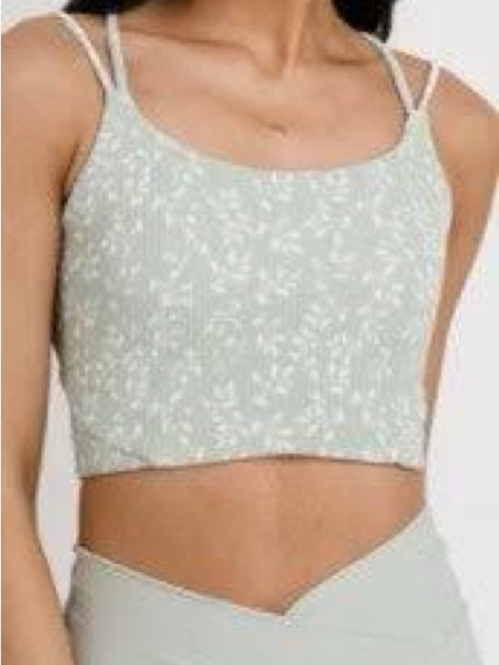Coral Reef Women’s Mint Floral Crop Bikini Medium Top & Small Bottoms NWT
